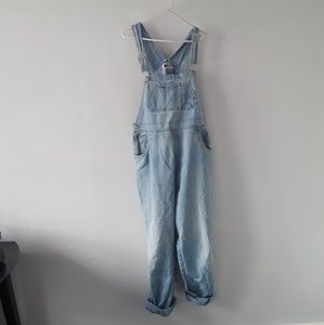 Blue denim overalls